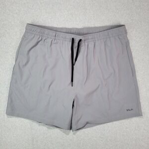 HUK Pursuit Volley Men 2XL Night Owl‎ Gray 5.5" Inseam Lined Swim Trunks EUC